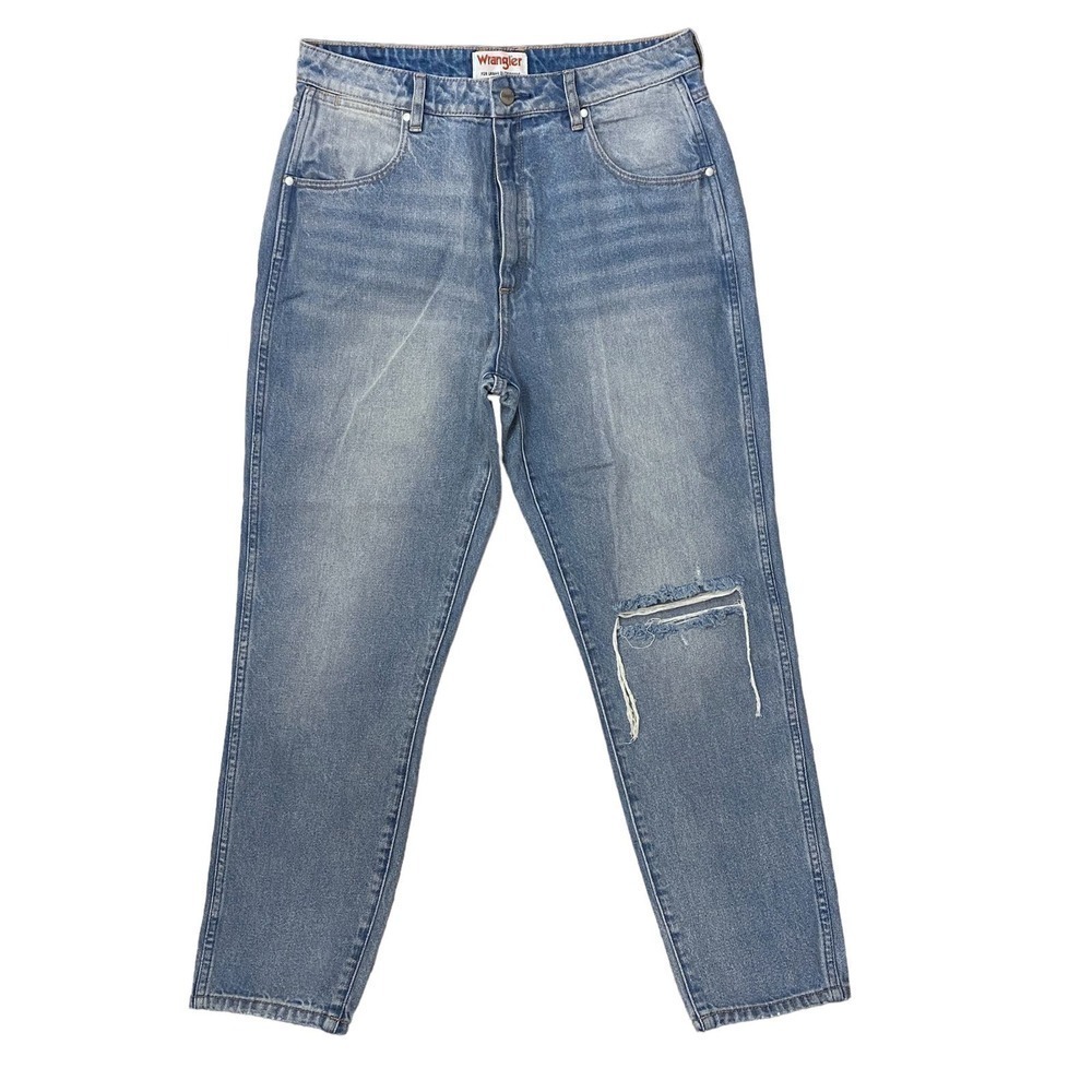 Wrangler Urban outfitters Blue Straight Leg Ripped Knee light wash Drew Jeans 31